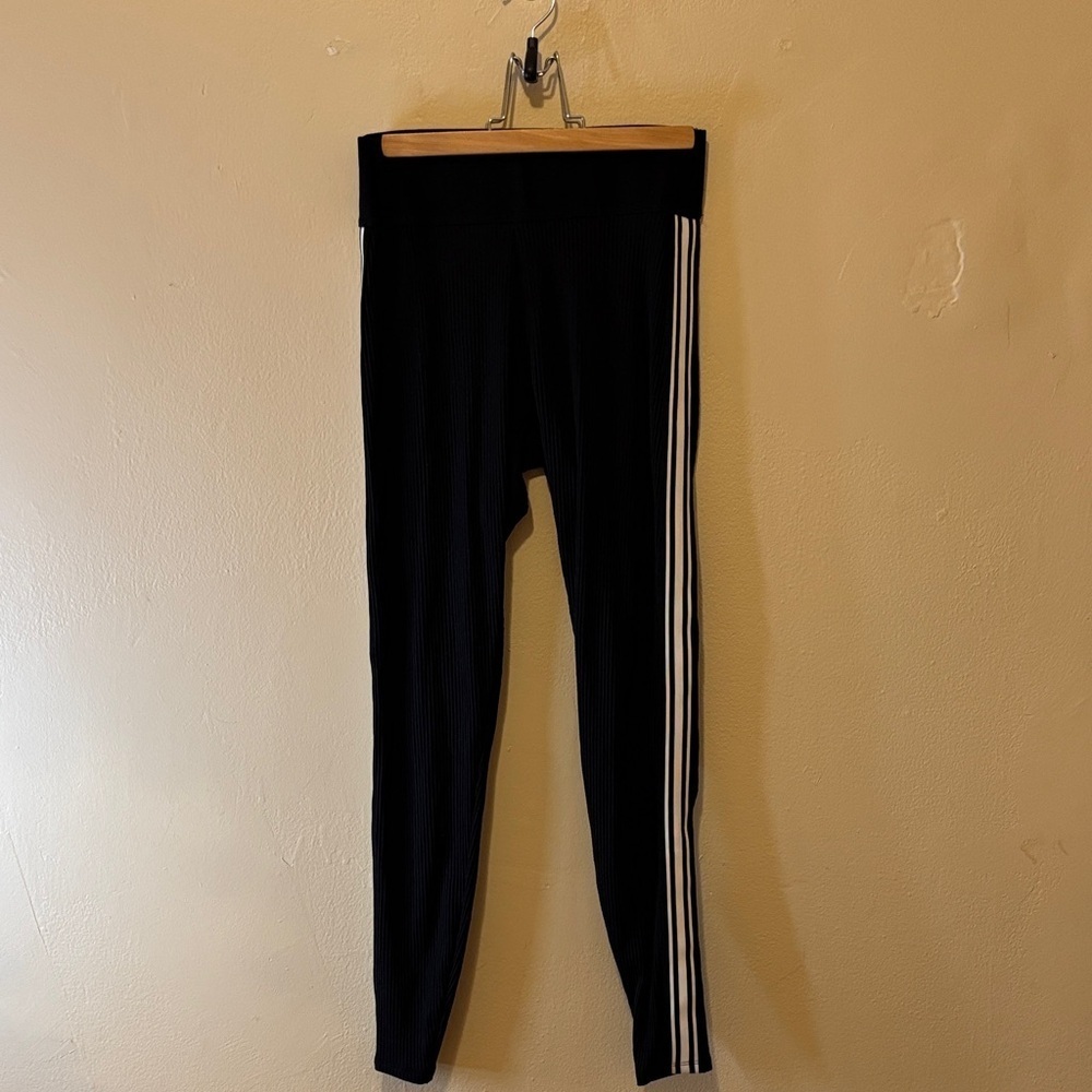 Express Black Leggings with White Side Stripes